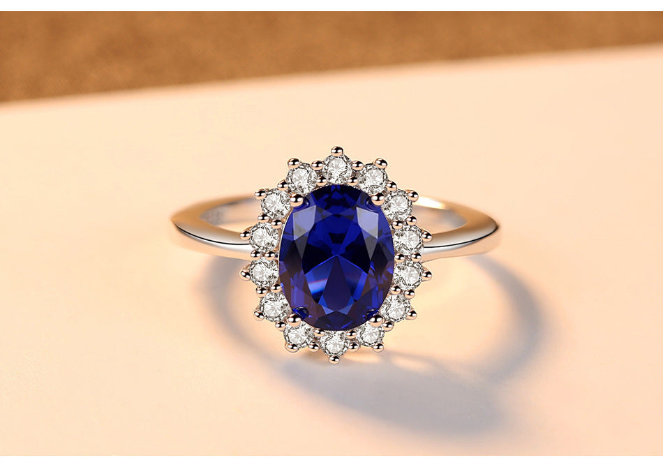 S925 Silver Royal blue ring