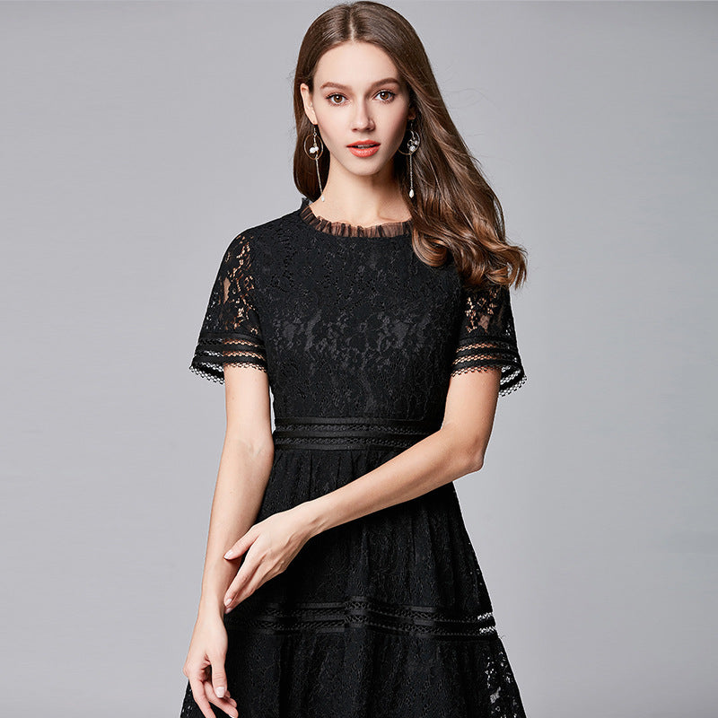 Women's Elegant Waist-Defined Lace Dress
