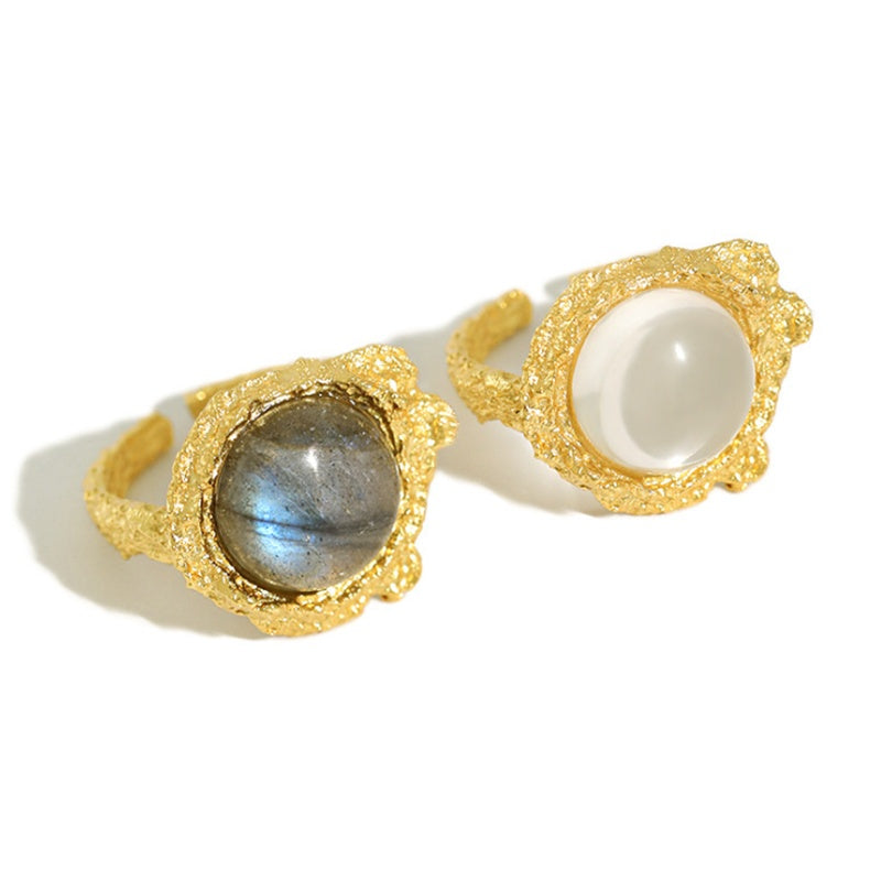 S925 Silver Crystal Moonstone Ring
