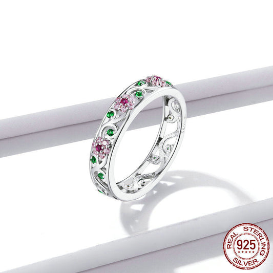 Secret Garden Colored Flower S925 Silver Ring