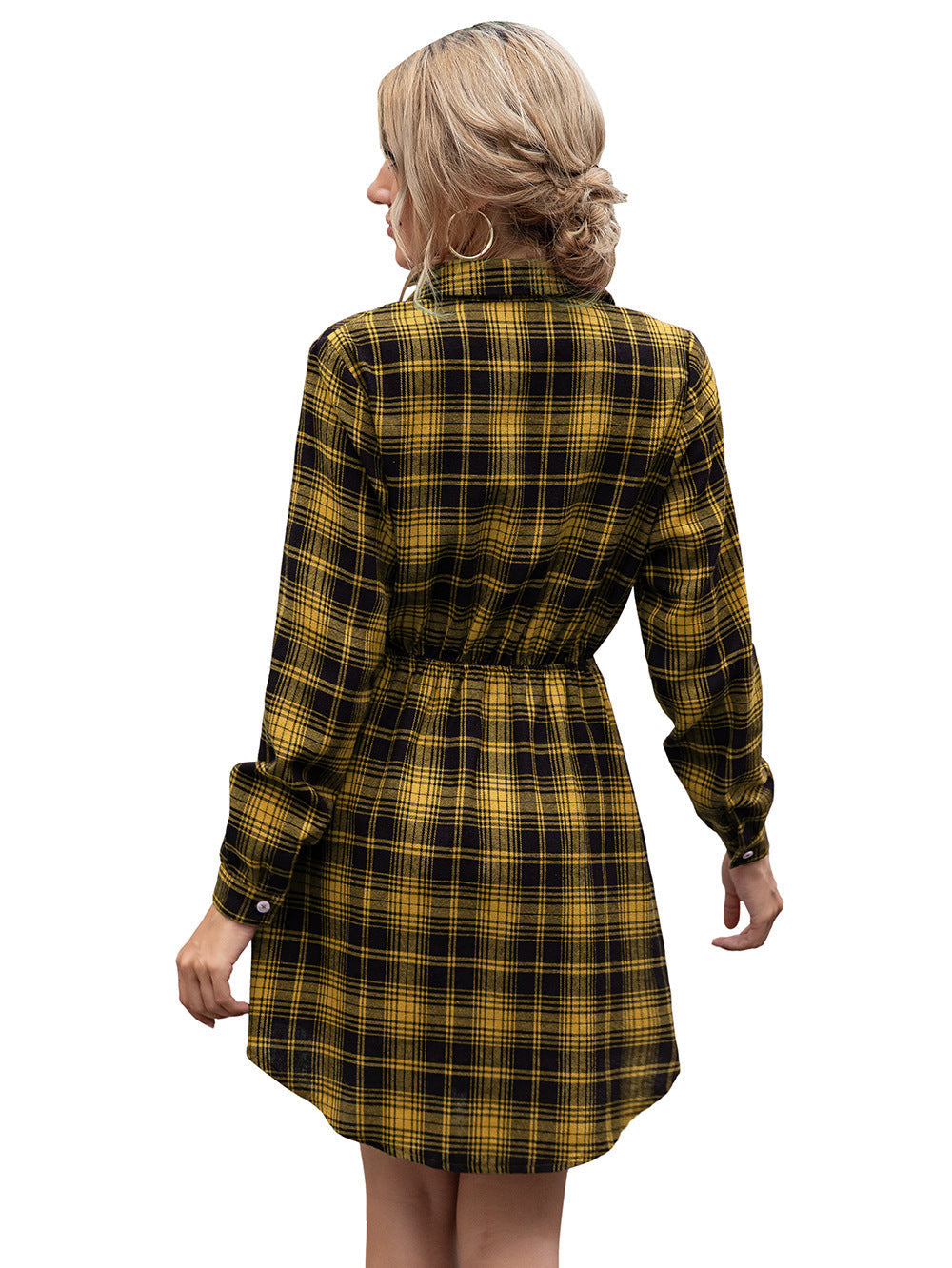 Casual Waist Plaid Dress