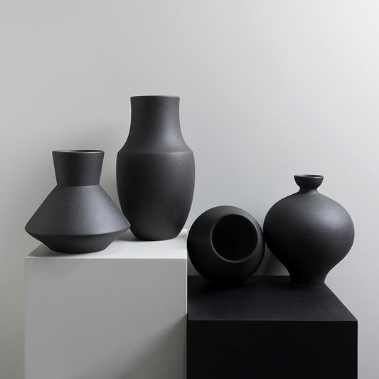 Modern Matte Black Vase Decor