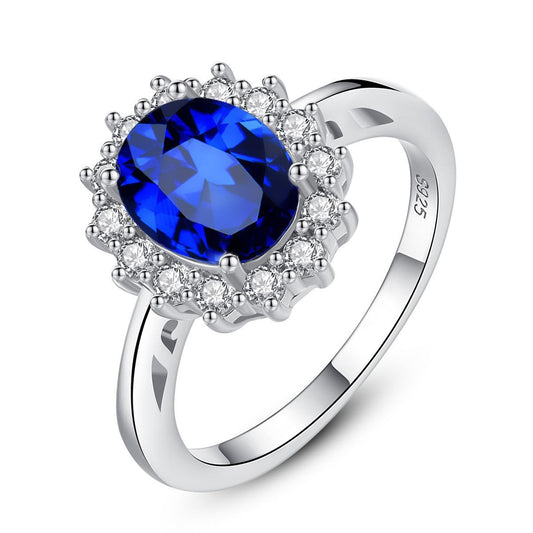S925 Silver Royal blue ring