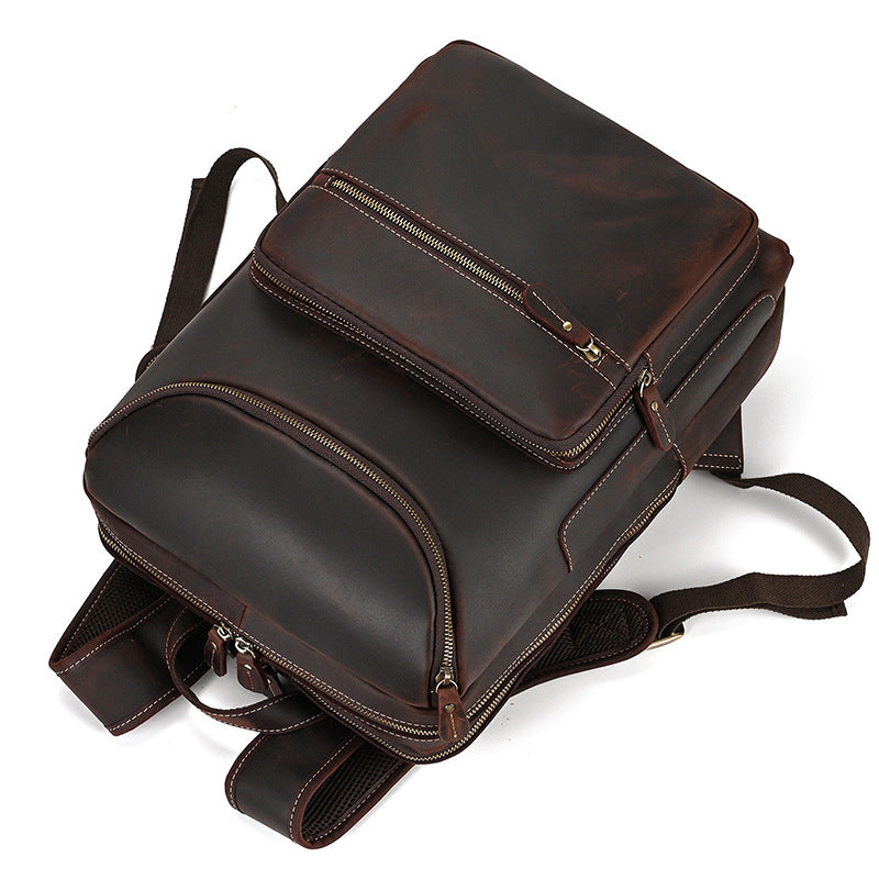 Vintage Men's Cowhide Leather Backpack