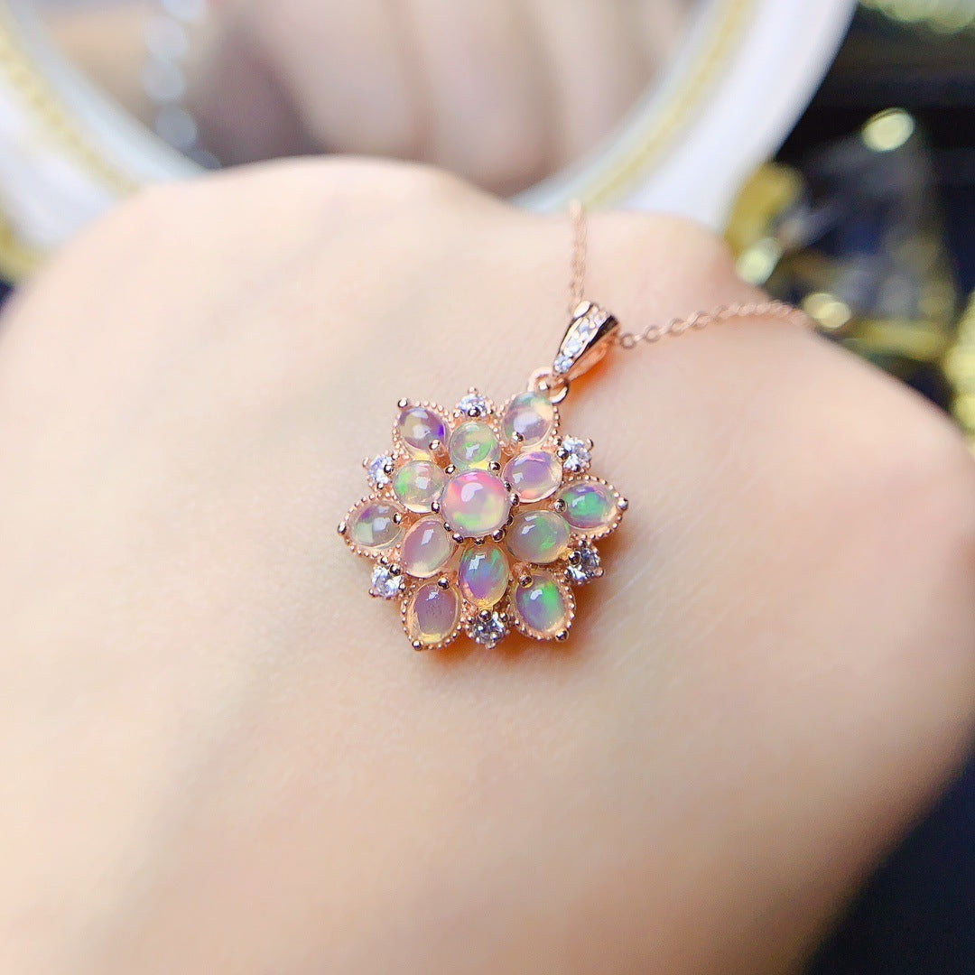 Natural White Opal Pendant Necklace