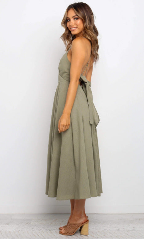 Edgy Stitching V-Neck Dress