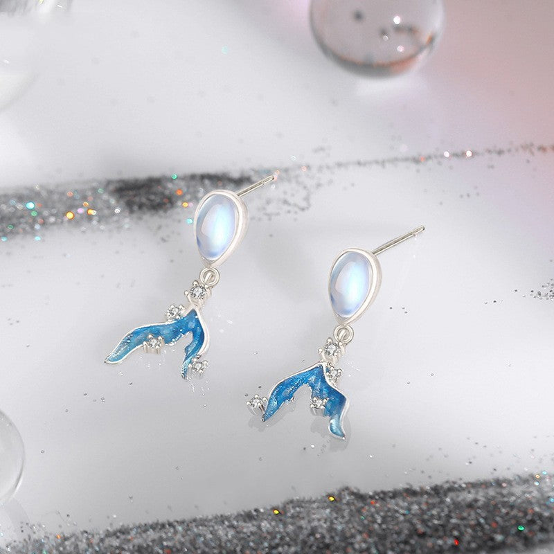 S925 Silver Moonstone Tassel Earrings