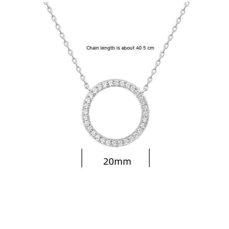 S925 Silver Shiny Dimond  Circle Necklace
