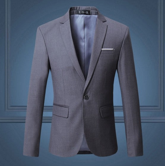 Spring and Autumn Solid Color One-Button Men's Suit