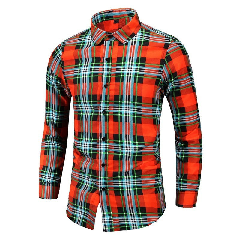 Plus Size Men's Long-sleeve Plaid Shirt