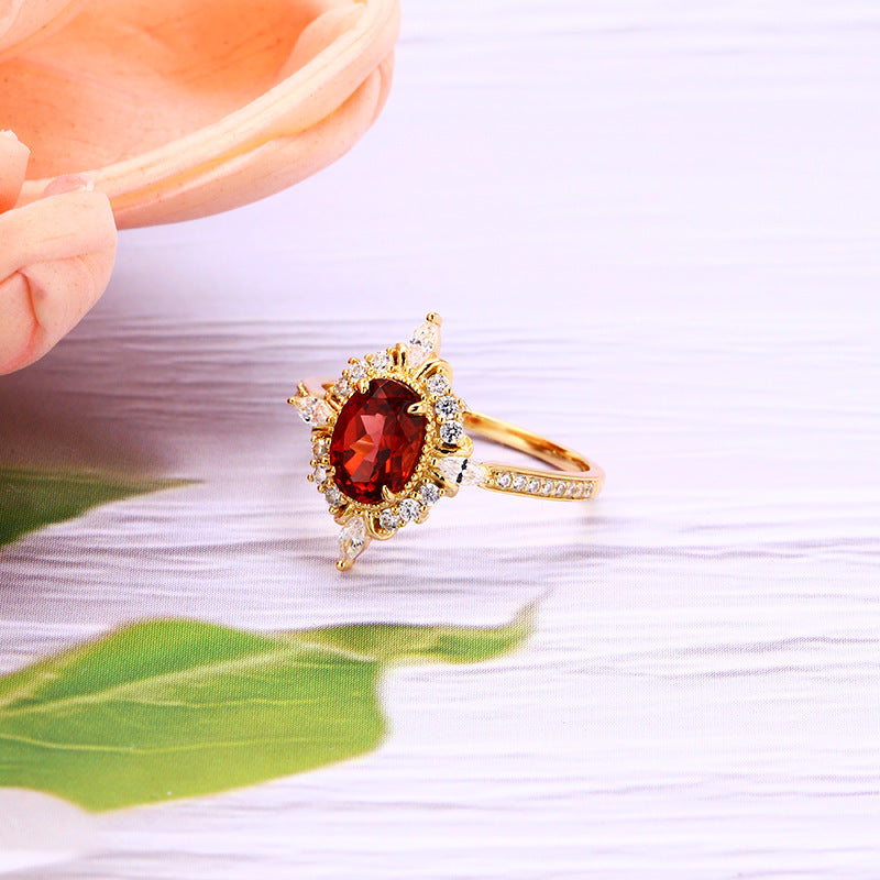 S925 Silver Natural Stone Zircon Ring