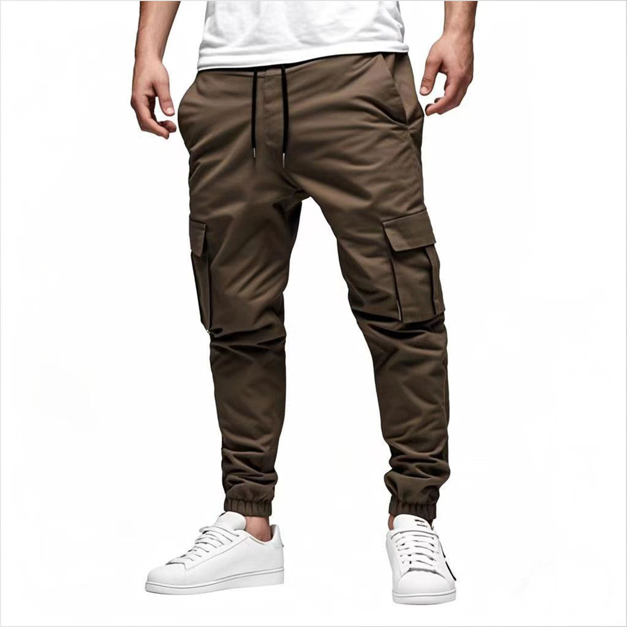 Men's Multi-pocket Drawstring Casual Overalls