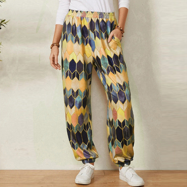 Women's High Waist Retro Trousers