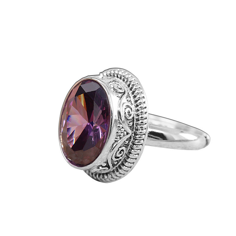 S925 Silver Inlaid Crystal Ring