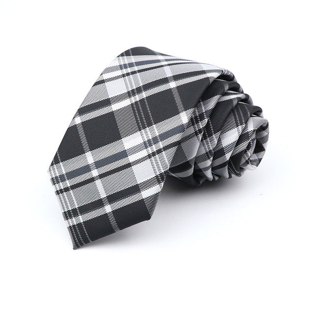 6cm Slim Polyester Plaid Tie