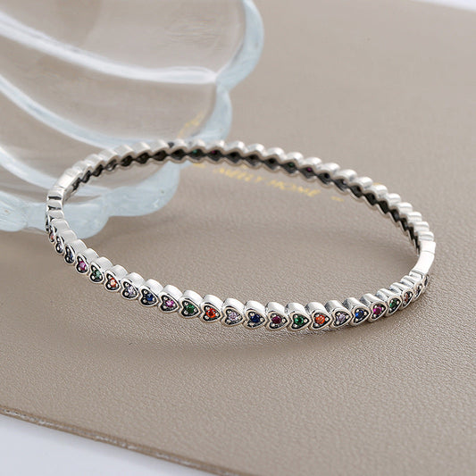 S925 Silver Retro Love Bracelet, Hip Hop
