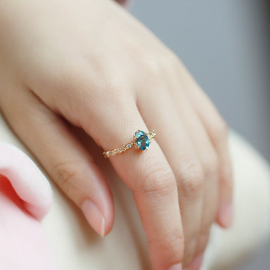 S925 Silver London Blue Topaz Ring