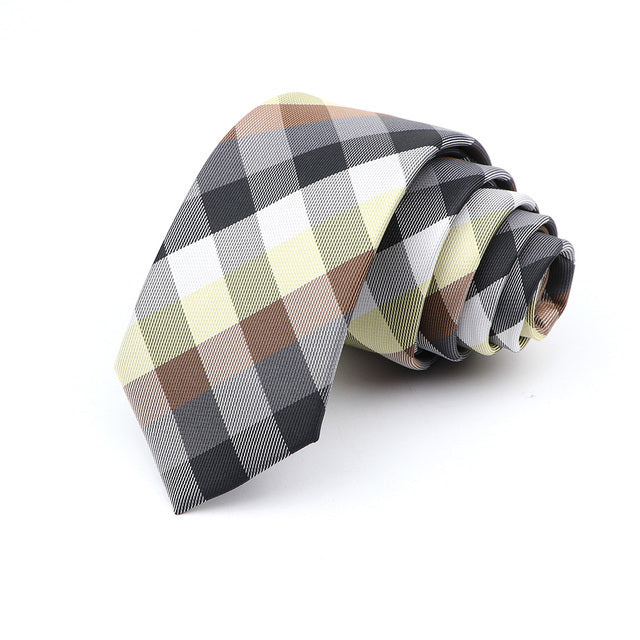 6cm Slim Polyester Plaid Tie