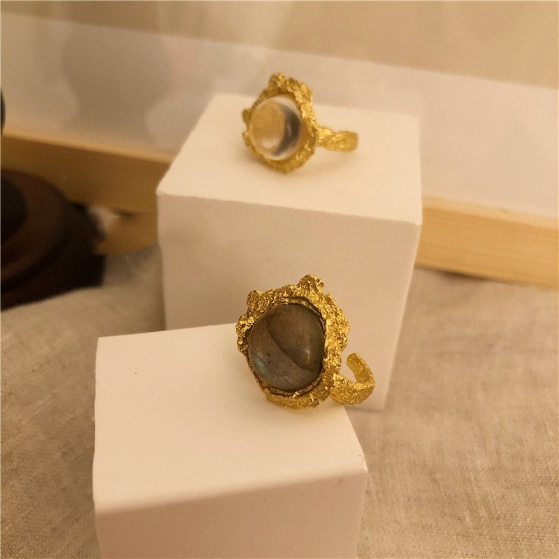 S925 Silver Crystal Moonstone Ring