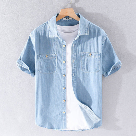 Denim Short-sleeve Shirt Simple