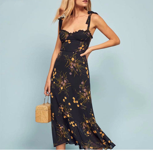 Chic Ruffled Neckline Dress