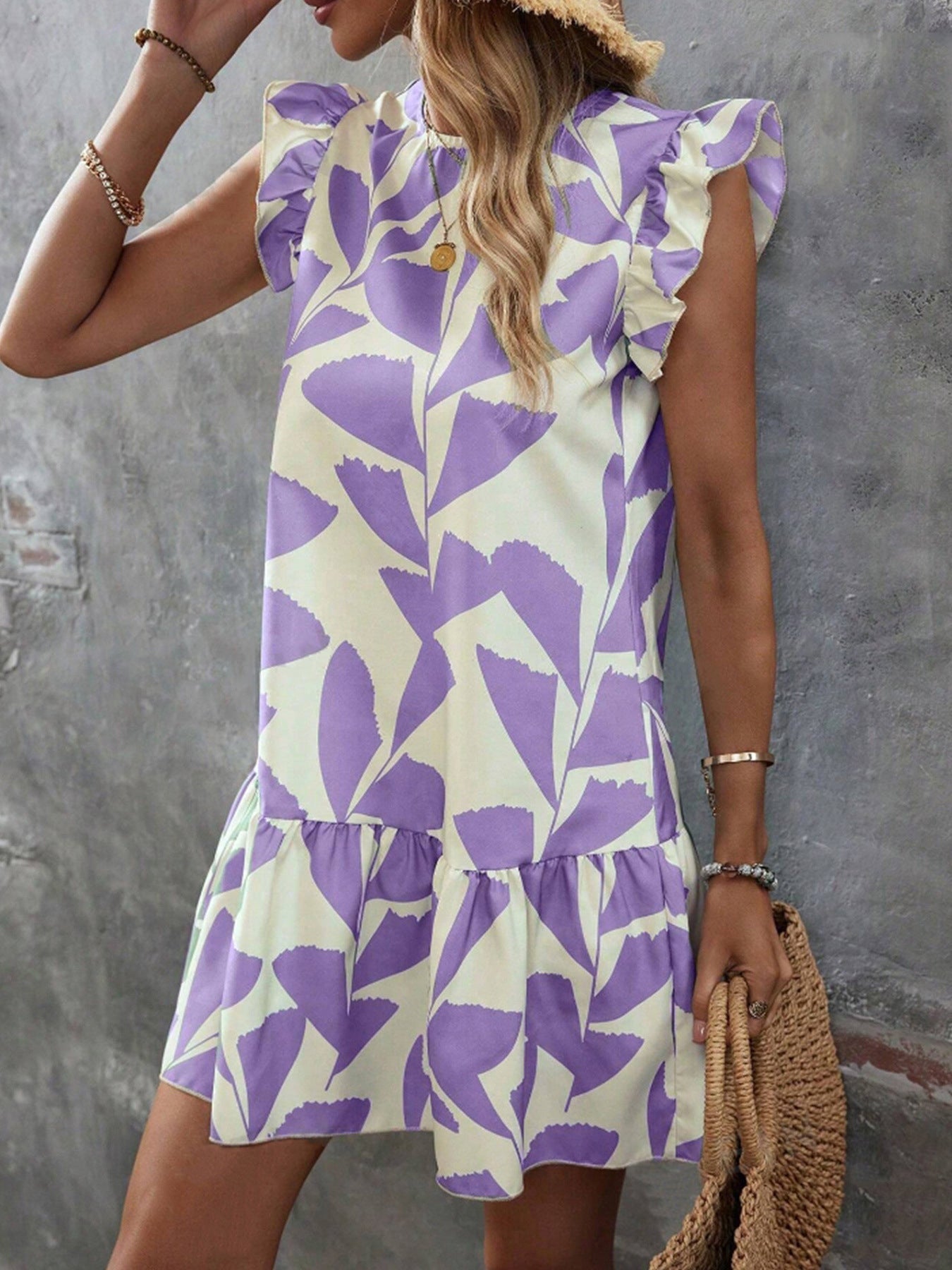 Elegant Printed Round Neck Dress