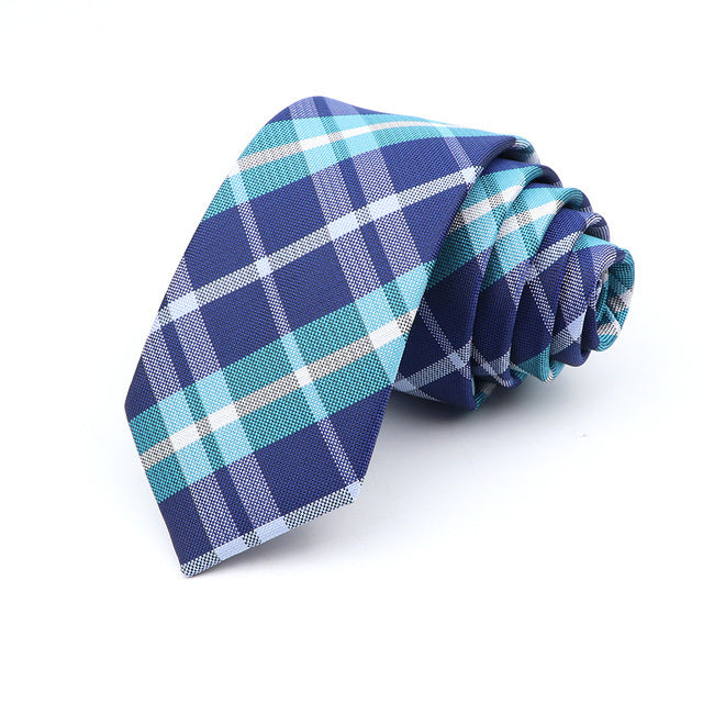 6cm Slim Polyester Plaid Tie