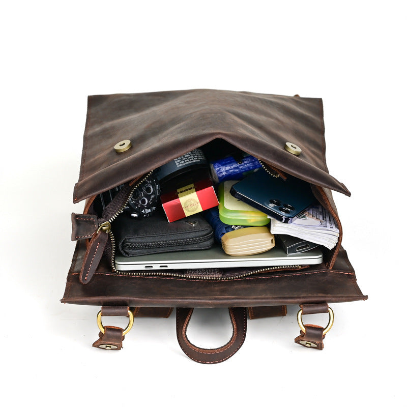 Crazy Horse Leather Men's Backpack