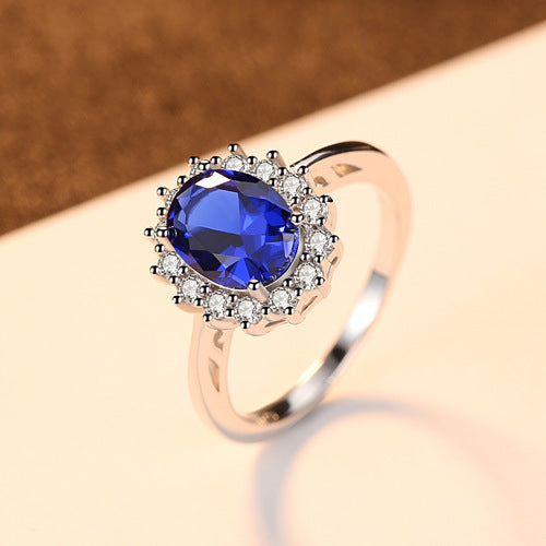 S925 Silver Royal blue ring