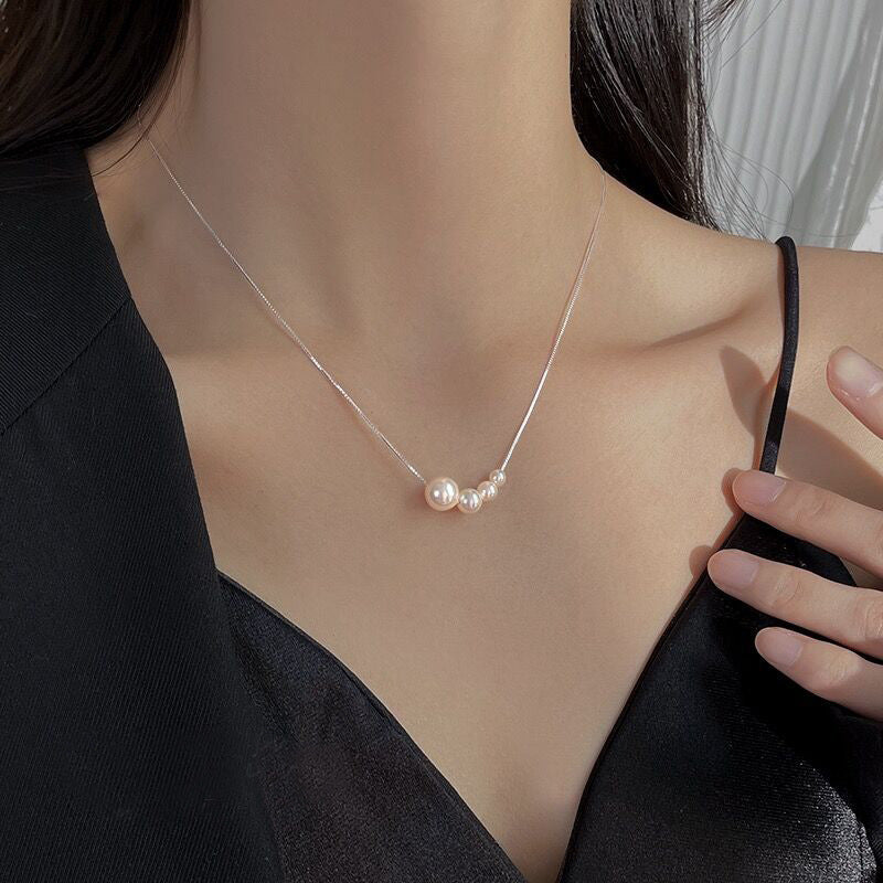 S925 Silver Pearl Necklace for Women