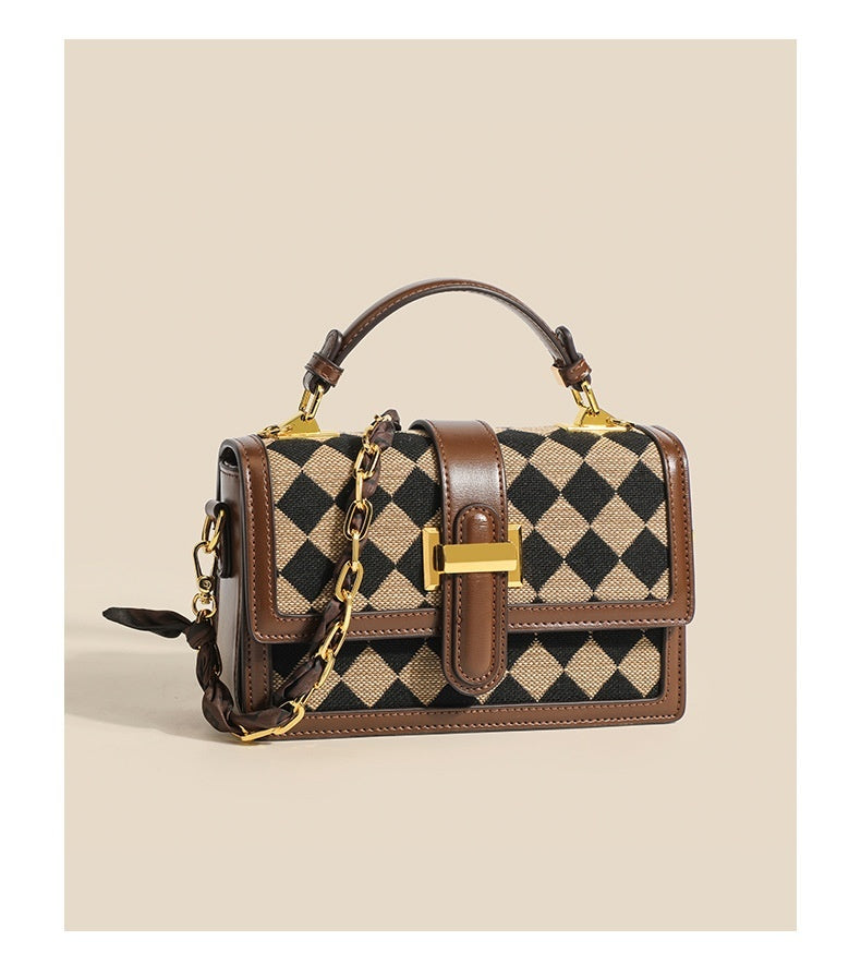 Plaid Chain Crossbody Bag