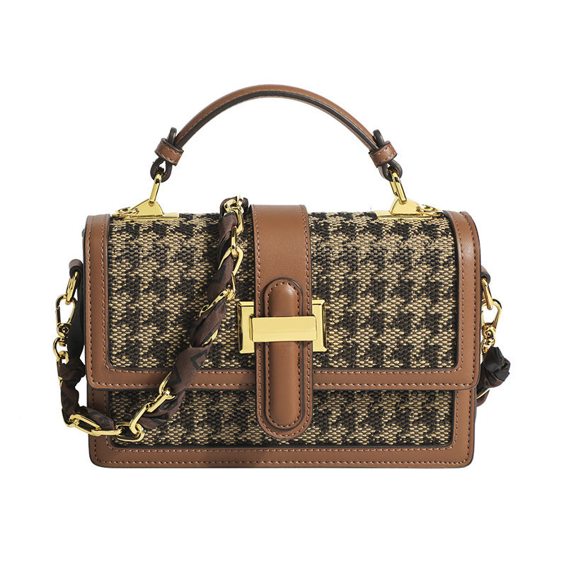 Plaid Chain Crossbody Bag