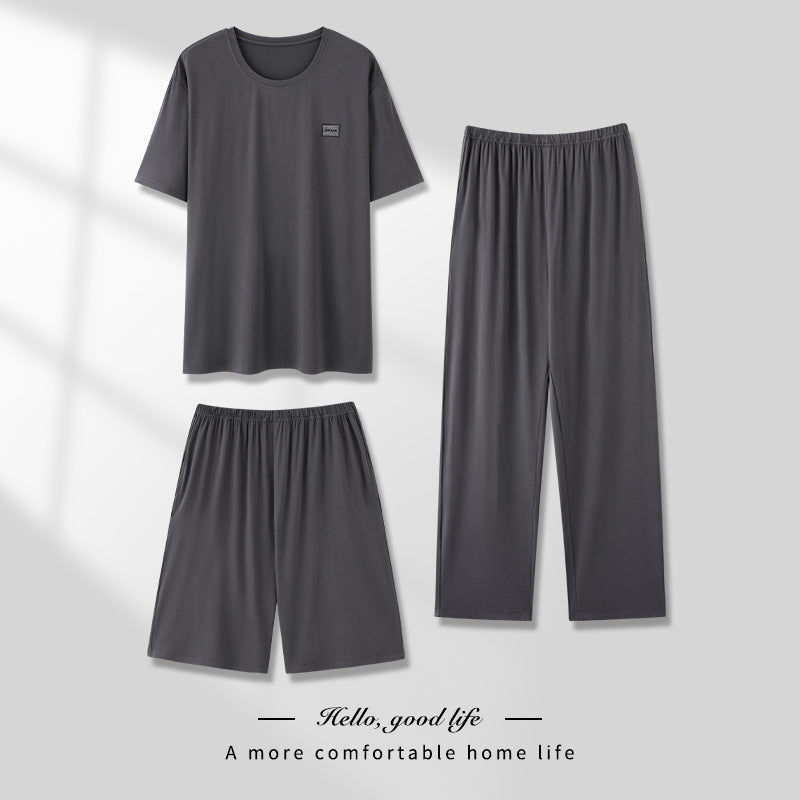 Men's Thin Modal Pajama 3-Piece Set