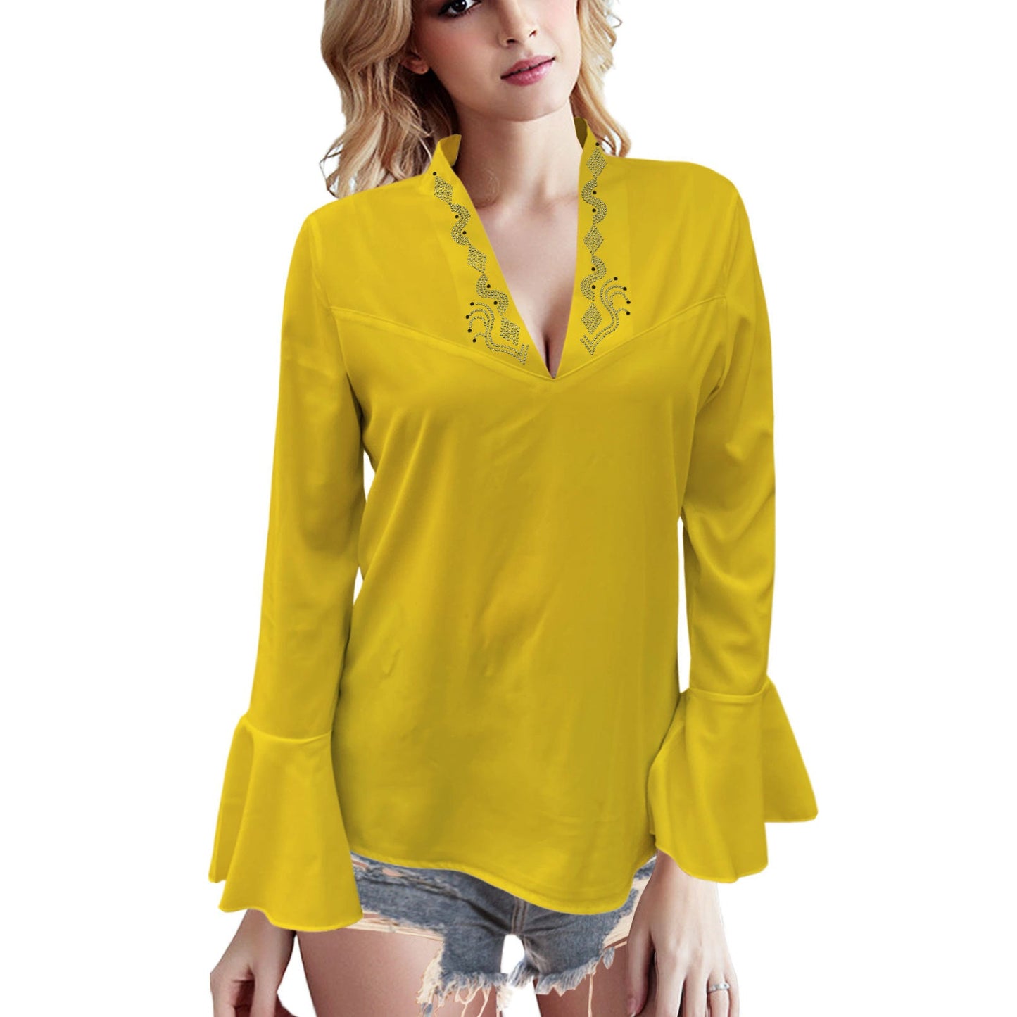 Elegant Lotus Leaf Sleeve Top