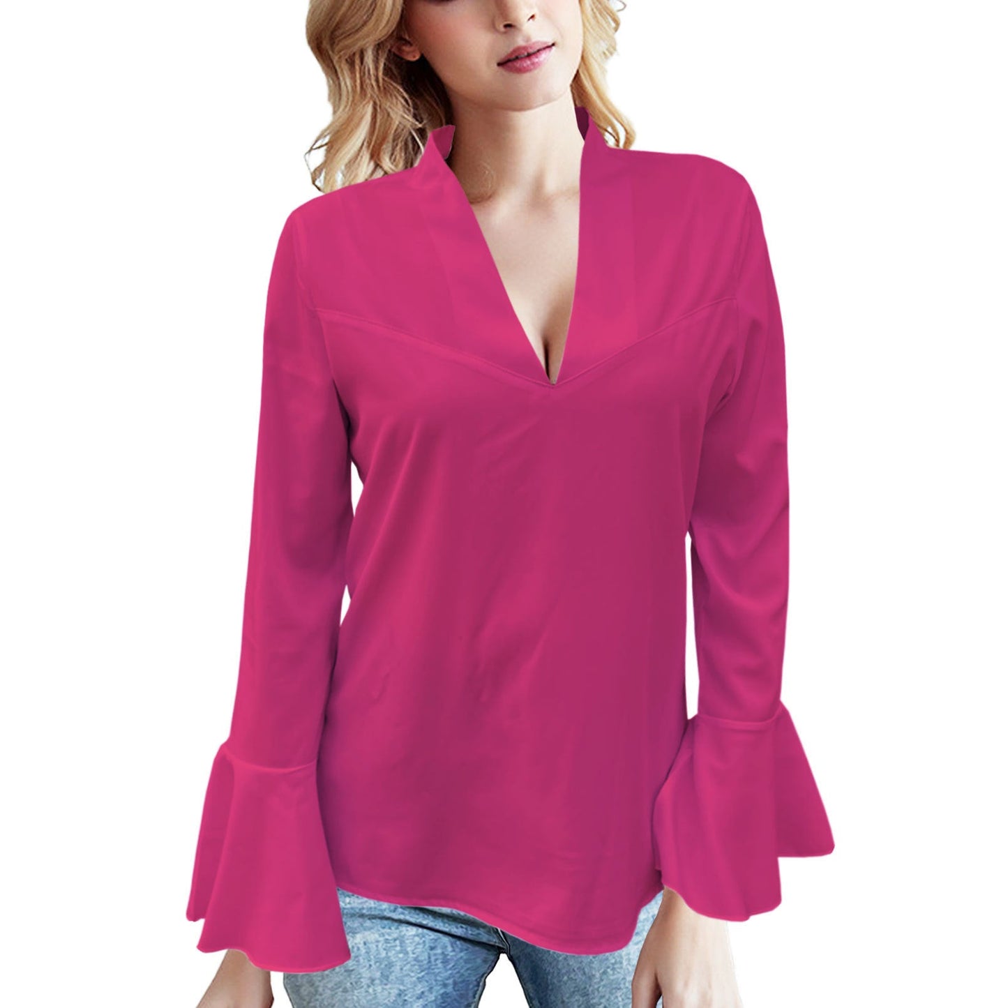 Elegant Lotus Leaf Sleeve Top