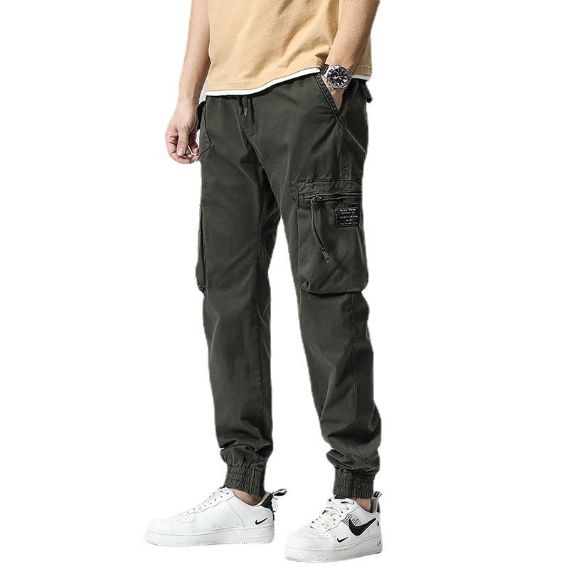 Men's Trendy Cotton Elastic Waist Multi-pocket Pants