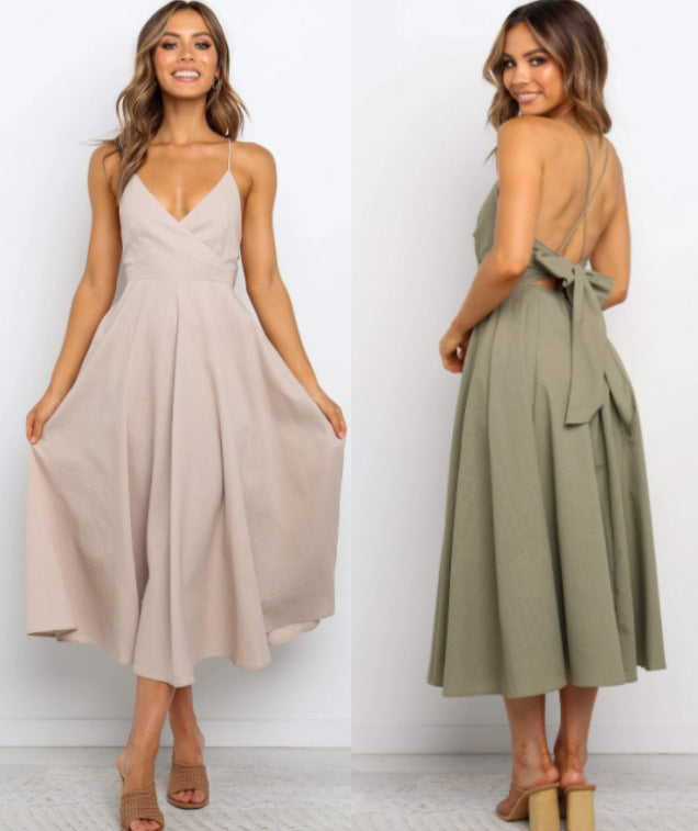 Edgy Stitching V-Neck Dress