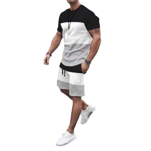 Men's Striped Print Short Suit