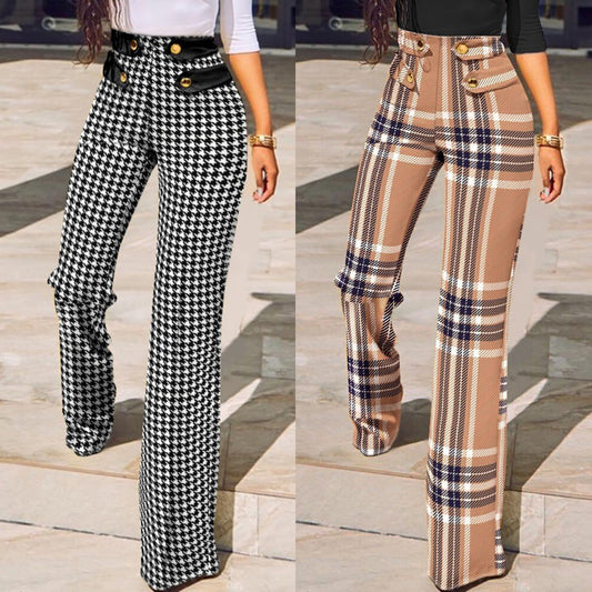 Womens Plaid Cut-Out Sports Pants