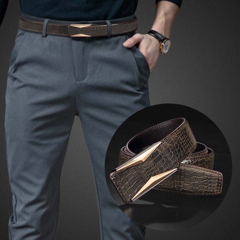 Men's Fashion Leather Auto Buckle Belt