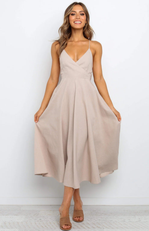 Edgy Stitching V-Neck Dress