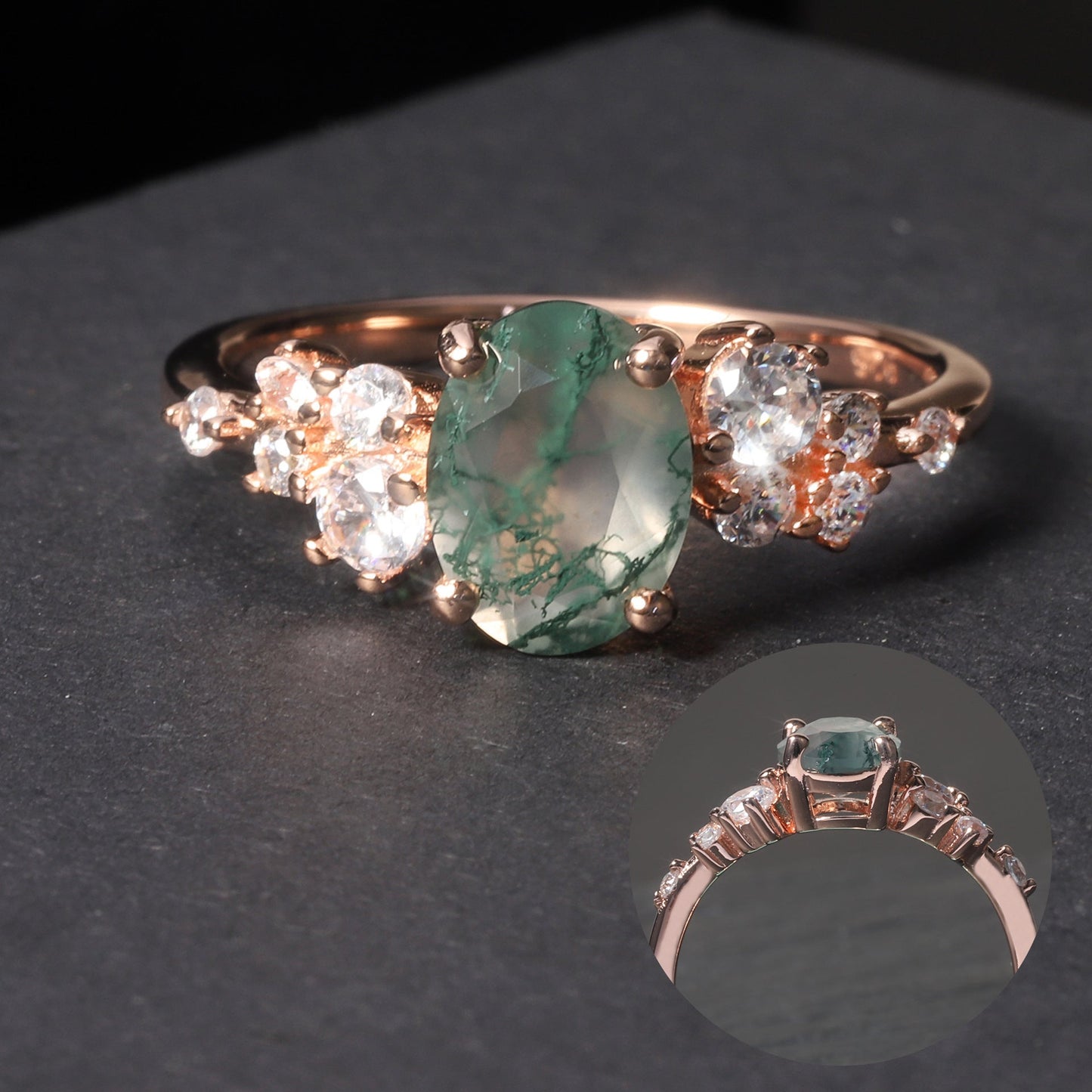 S925 Silver Rose Gemstone Ring