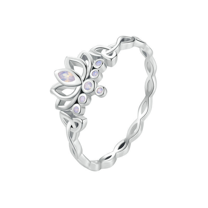 S925 Silver Summer Lotus Ladies Ring