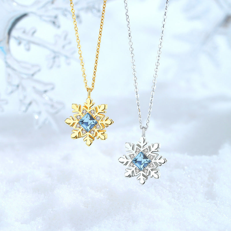 S925 Silver Crystal Snowflake Necklace