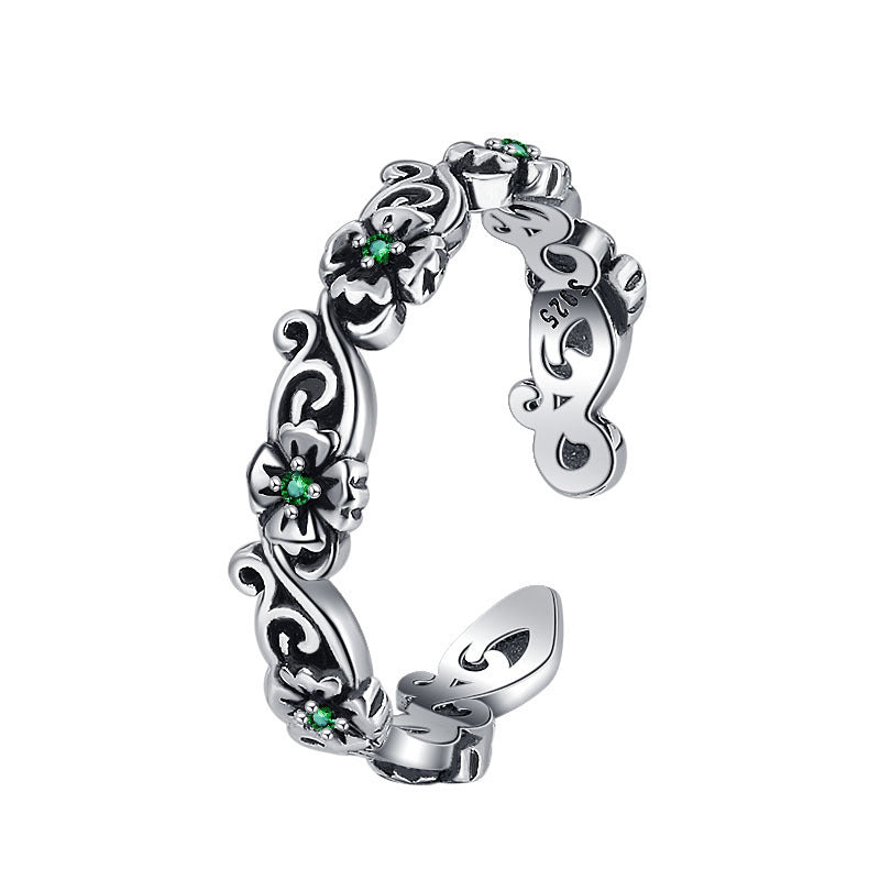 S925 Silver Rose Retro Ring
