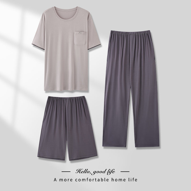 Men's Thin Modal Pajama 3-Piece Set