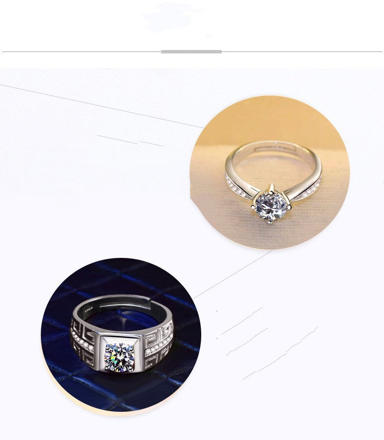 S925 European American Couple Ring