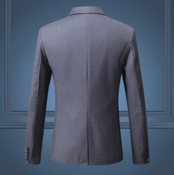 Spring and Autumn Solid Color One-Button Men's Suit