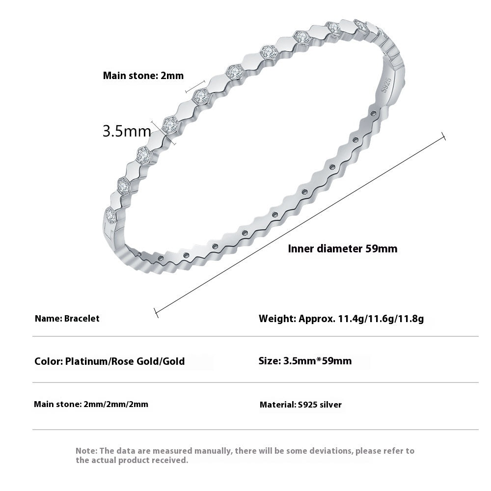 S925 Silver Moissanite Honeycomb Bracelet