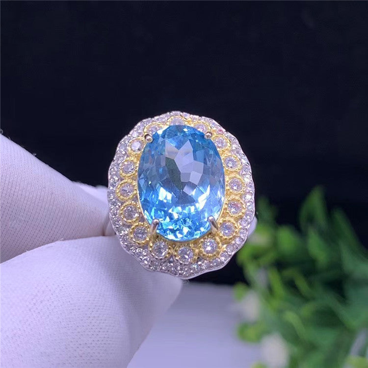 S925 Silver Blue Dimond Ring